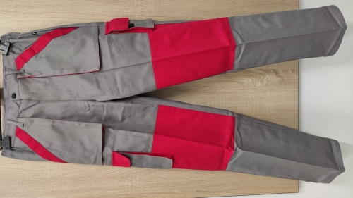 MAX nohavice 260 g/m2 sivá/červená 48