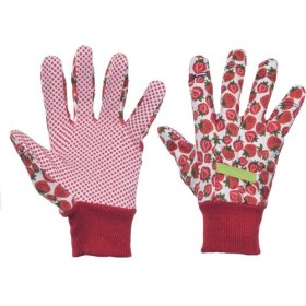 FRESH FRUIT rukavice bavlnené s PVC bodmi, červené - 8